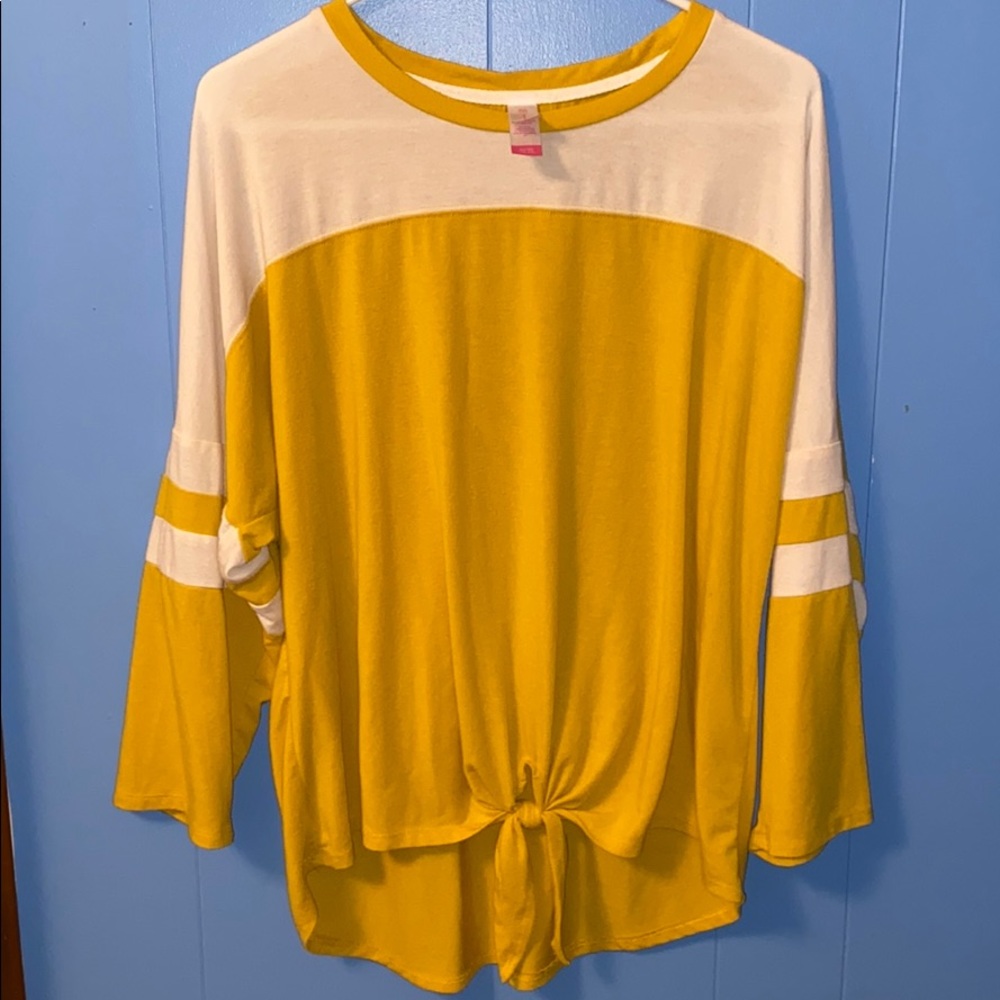Yellow Baseball Tee w/ Tie In The Front